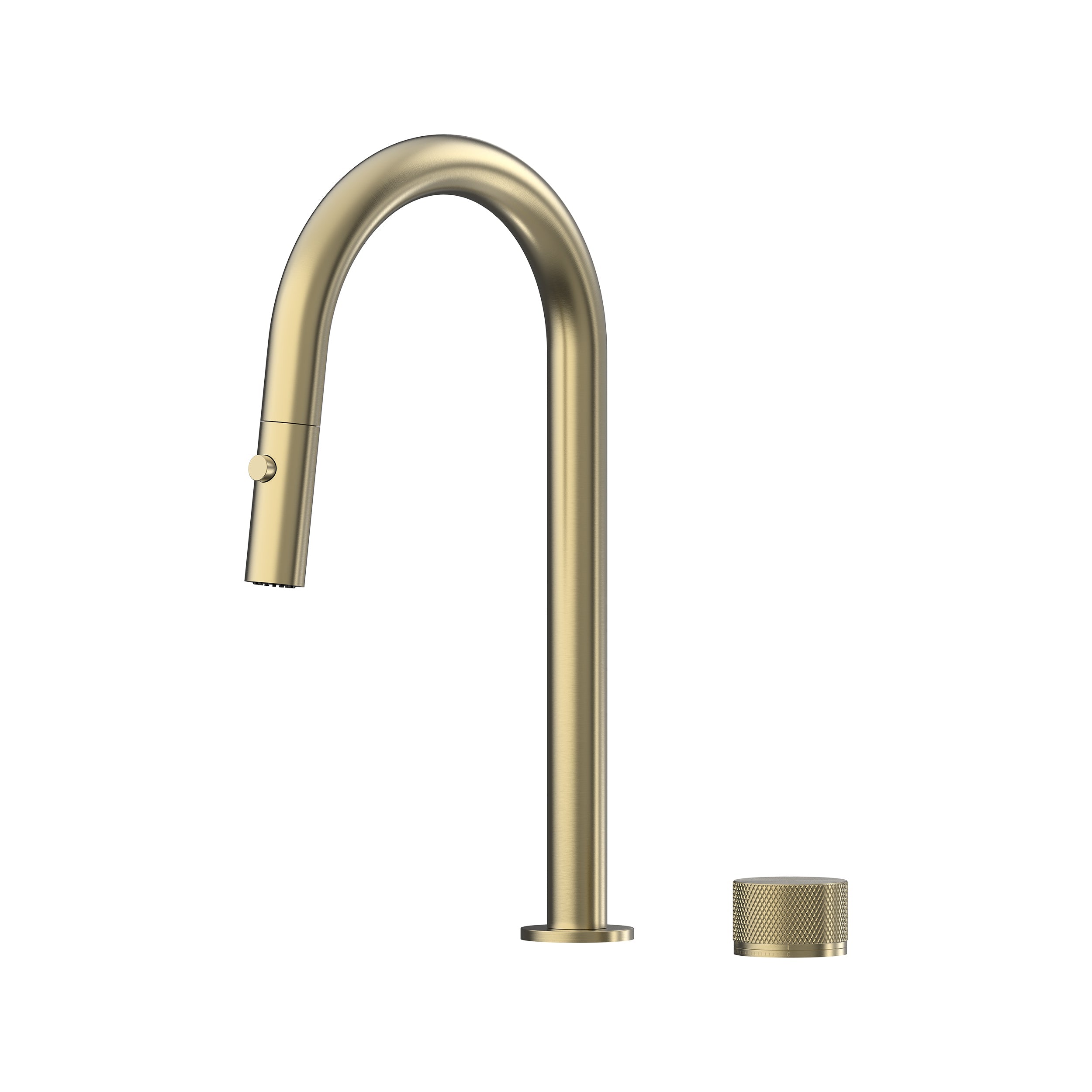 Leggero Hob Progressive Pull Out Spray Sink Mixer Set 200 Curved Spout Lead Free - Brushed Gold [PVD]