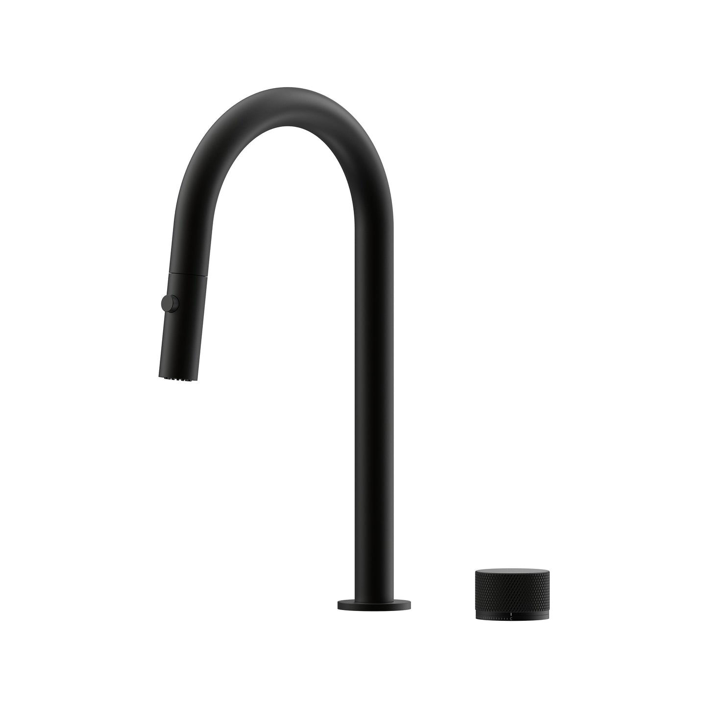 Leggero Hob Progressive Pull Out Spray Sink Mixer Set 200 Curved Spout Lead Free - Matte Black [Electroplated]