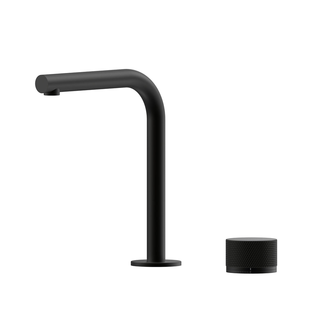 Leggero Hob Progressive Basin Mixer Set 175 Right Angle Spout Lead Free - Matte Black [Electroplated]