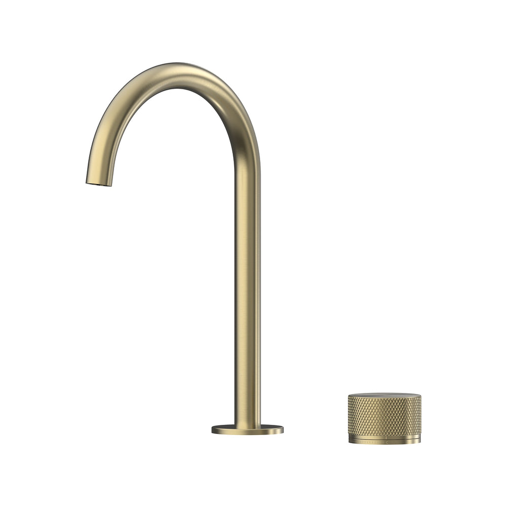 Leggero Hob Progressive Basin Mixer Set 175 Curved Spout Lead Free - Brushed Gold [PVD]