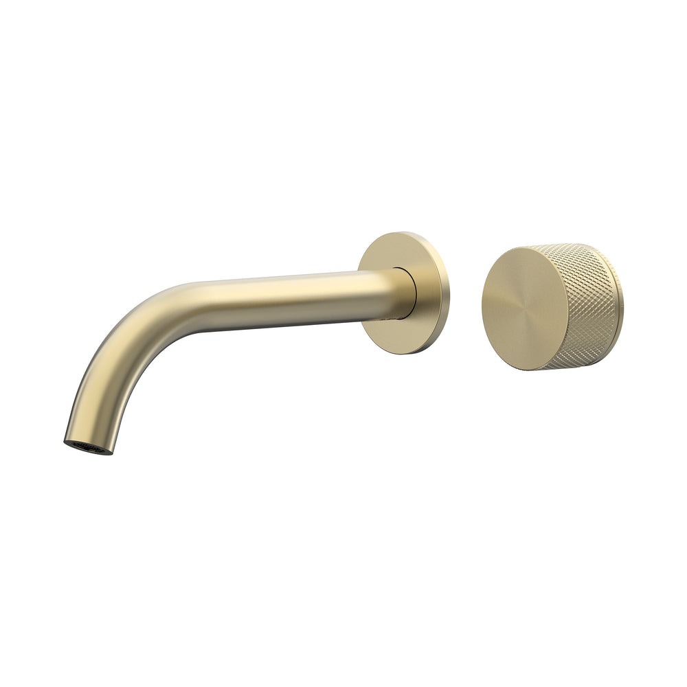 Leggero Wall Basin/Bath Progressive Mixer Set 220 Curved Spout Lead Free - Brushed Gold [PVD]