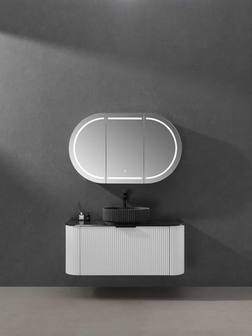 Allison Pill Shaving Cabinets 1500x800x150 LK-MAPLSV1580 — Matte Black, Pill Shape Mirrors