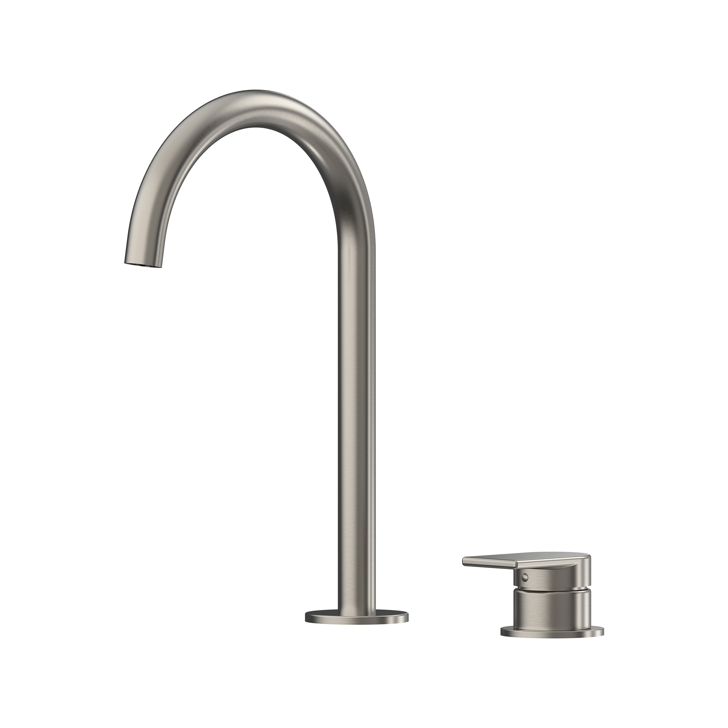 Lekki Hob Basin Mixer Set 175 Curved Spout Lead Free - Brushed Nickel [PVD]