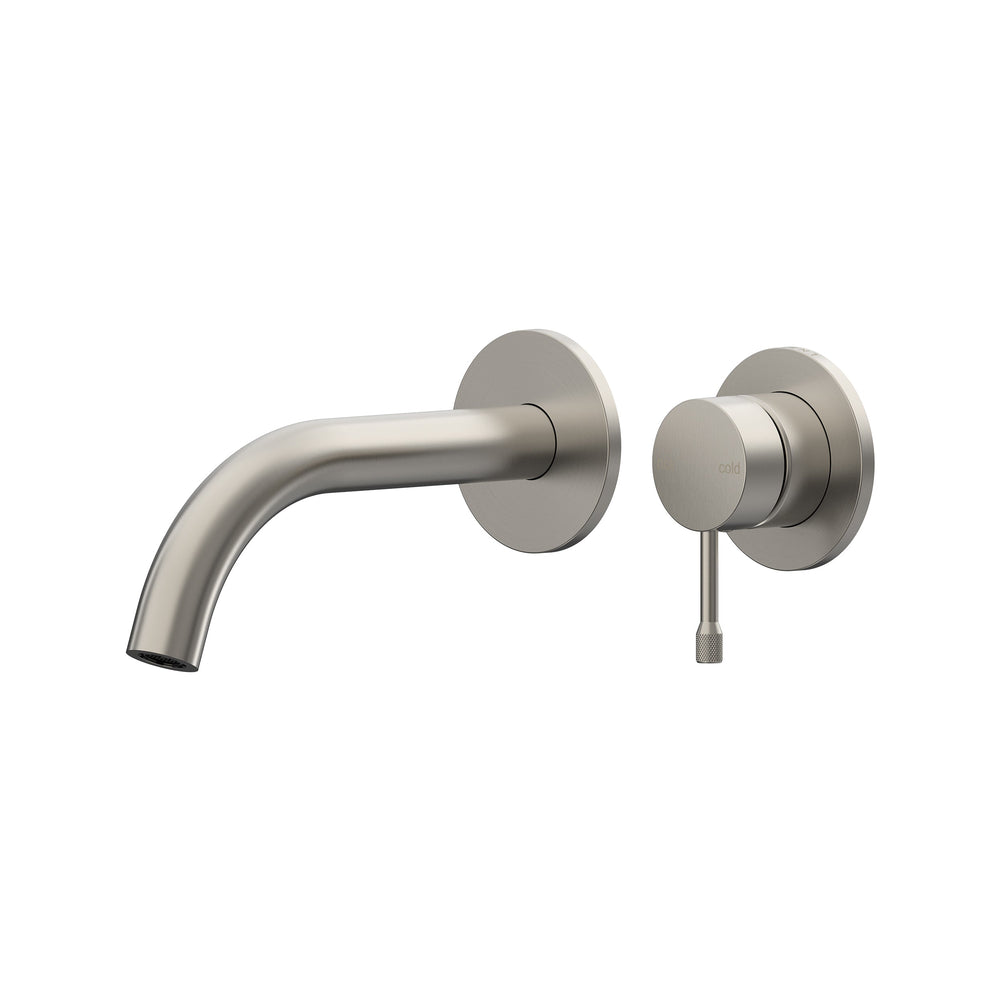 Leora Wall Basin/Bath Mixer Set 180 Curved Spout Lead Free - Brushed Nickel [PVD]