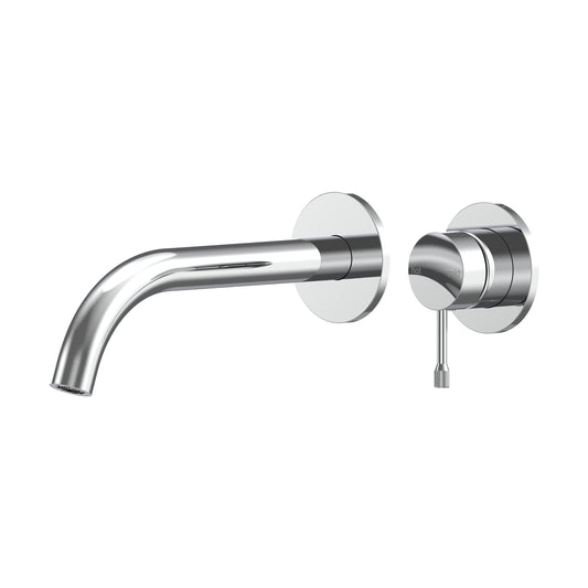Leora Wall Basin/Bath Mixer Set 220 Curved Spout Lead Free - Chrome