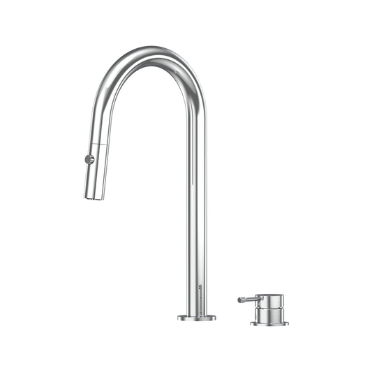 Leora Hob Pull Out Spray Sink Mixer Set 200 Curved Spout Lead Free - Chrome
