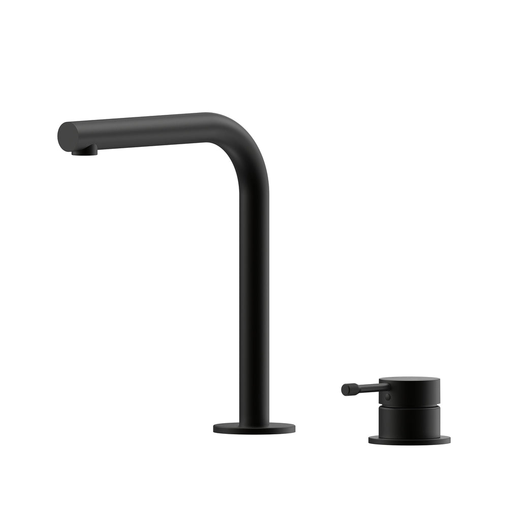 Leora Hob Basin Mixer Set 175 Right Angle Spout Lead Free - Matte Black [Electroplated]