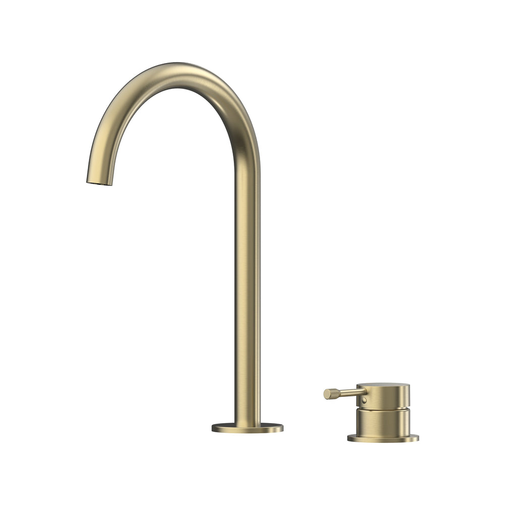 Leora Hob Basin Mixer Set 175 Curved Spout Lead Free - Brushed Gold [PVD]