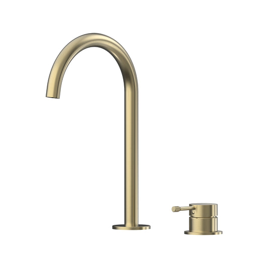 Leora Hob Basin Mixer Set 175 Curved Spout Lead Free - Brushed Gold [PVD]