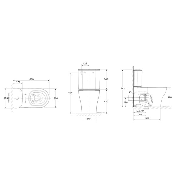 Cygnet Round Hygiene Rimless Close Coupled Back To Wall Back Inlet Toilet Suite