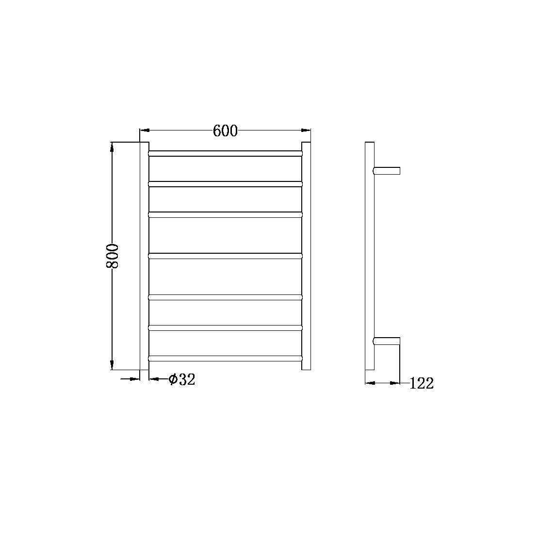 NON-HEATED TOWEL LADDER BRUSHED GOLD