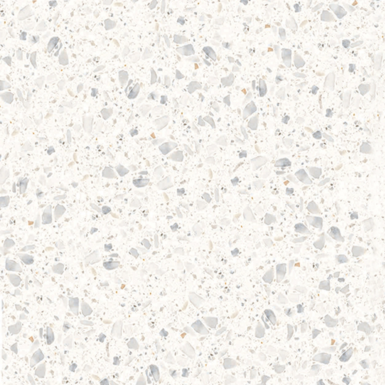 Viareggio White terrazzo close up showing soft grey fragments