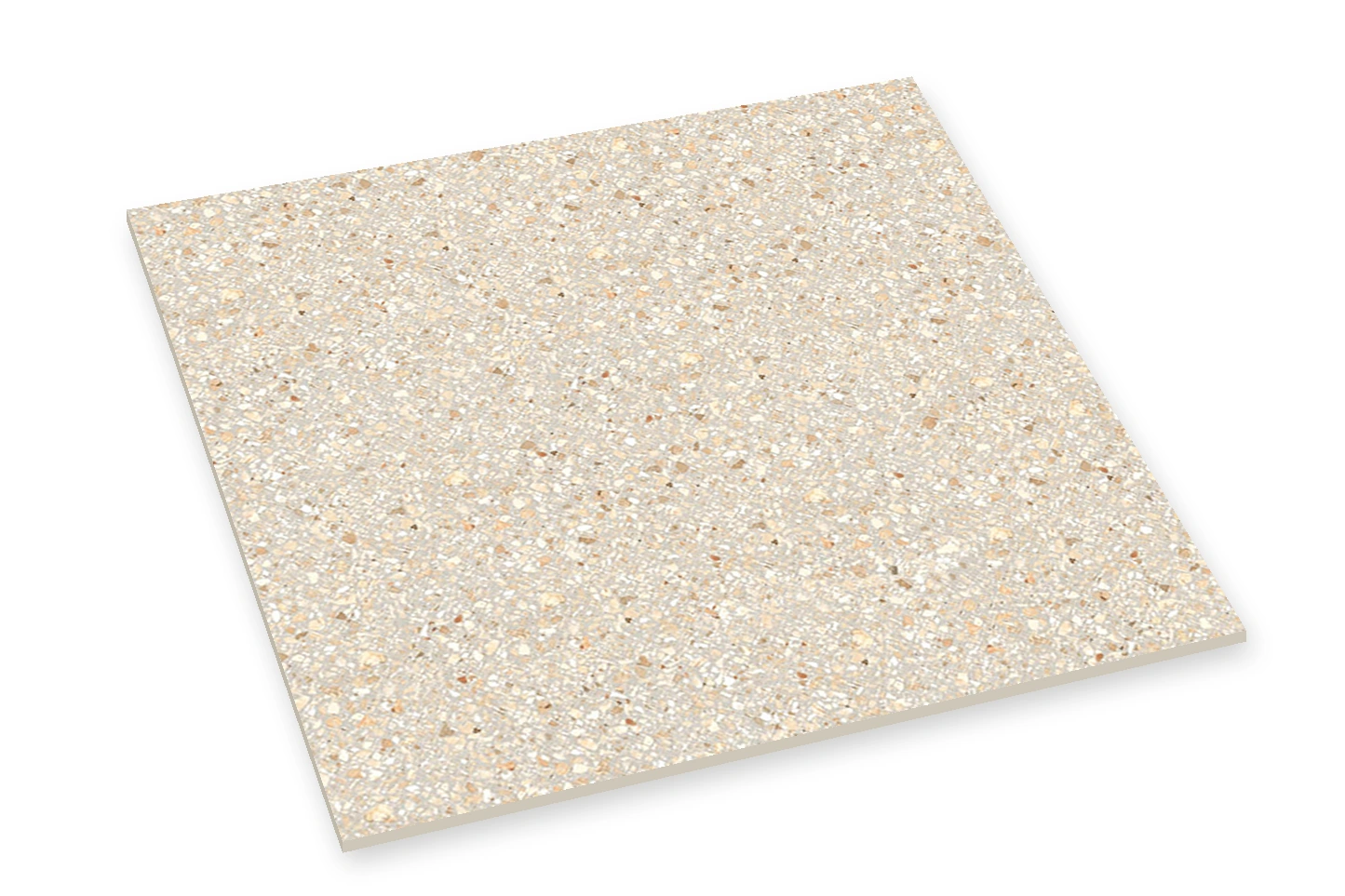 Viareggio Terra terrazzo look tile angled view showing edge profile