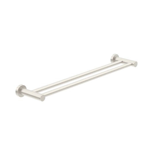DOLCE II DOUBLE TOWEL RAIL 600/800MM BRUSHED NICKEL
