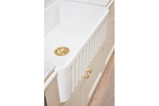 90 x 50mm Brushed Brass Basket Waste with Long Screw