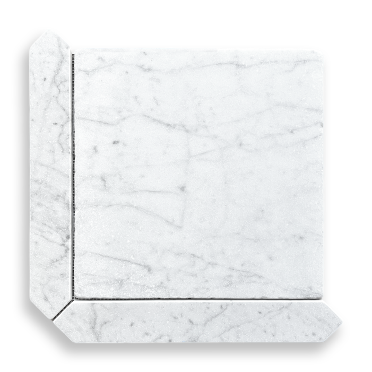 Grande Palazzo Carrara marble mosaic tumbled edge close up