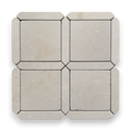 Palazzo Crema Serena tumbled limestone square and geometric mosaic tile