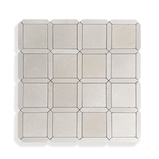 Palazzo Crema Serena limestone mosaic full sheet layout
