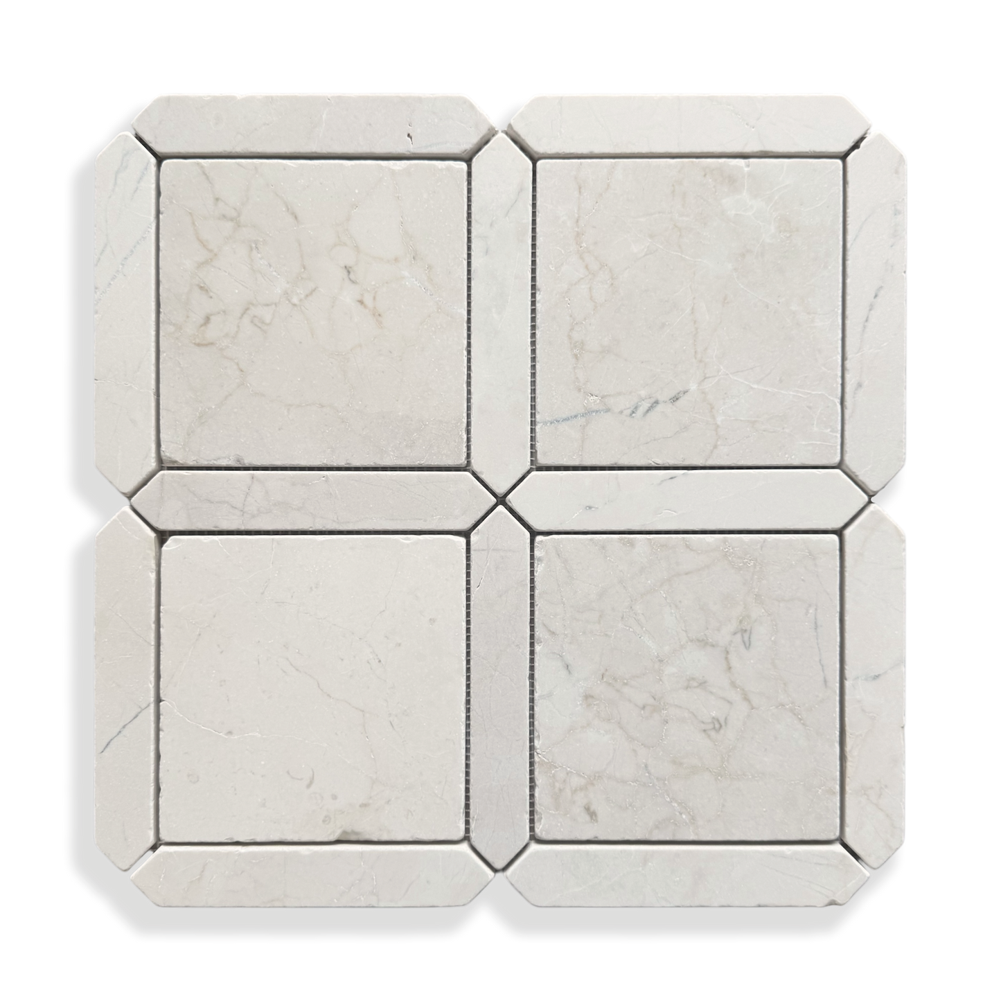 Palazzo Botticino tumbled marble square and geometric mosaic tile
