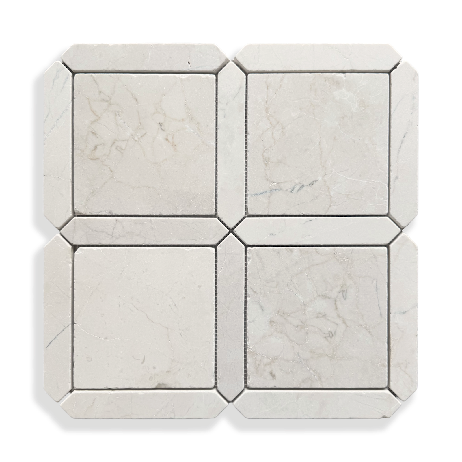 Palazzo Botticino tumbled marble square and geometric mosaic tile