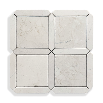 Palazzo Botticino tumbled marble square and geometric mosaic tile