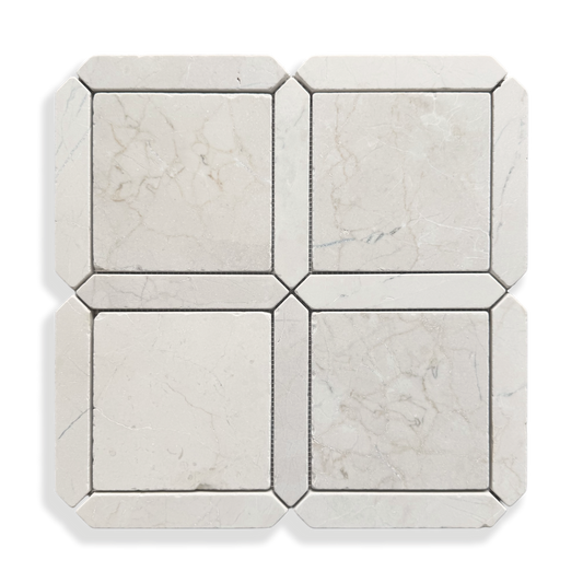Palazzo Botticino tumbled marble square and geometric mosaic tile