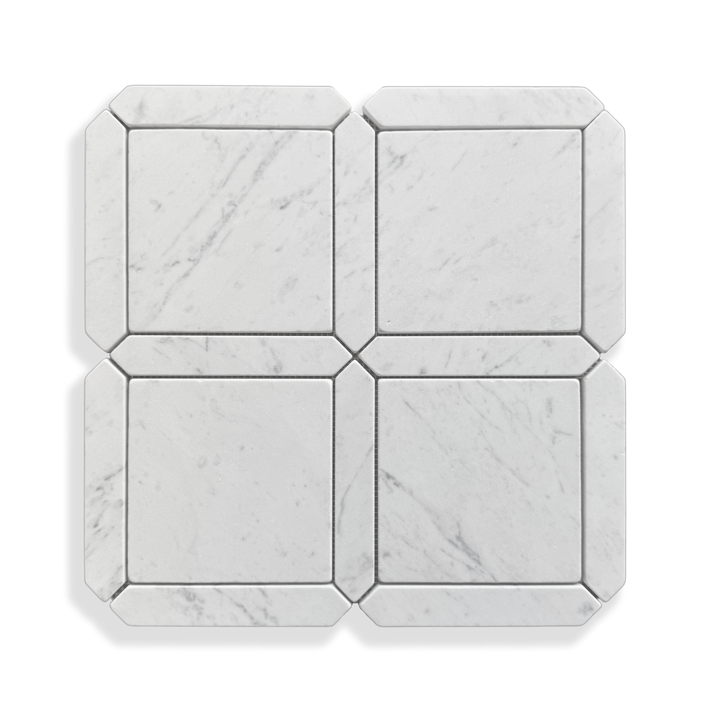 Palazzo Carrara tumbled marble square and geometric mosaic tile