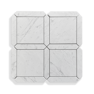 Palazzo Carrara tumbled marble square and geometric mosaic tile