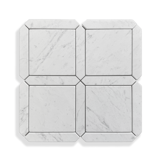 Palazzo Carrara tumbled marble square and geometric mosaic tile