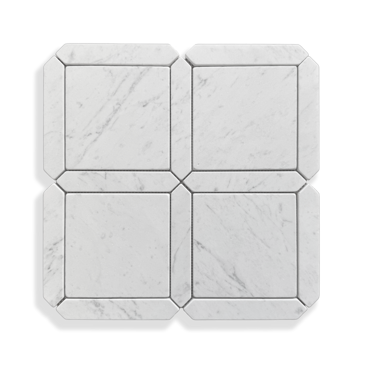 Palazzo Carrara tumbled marble square and geometric mosaic tile