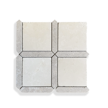 Palazzo Crema Serena and Calcare Naturale limestone mosaic edge detail