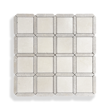 Palazzo Crema Serena and Calcare Naturale limestone mosaic full sheet layout