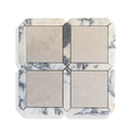 Palazzo Botticino and Calacatta Viola tumbled marble mosaic tile