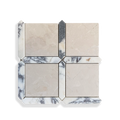 Palazzo Botticino and Calacatta Viola marble mosaic edge detail