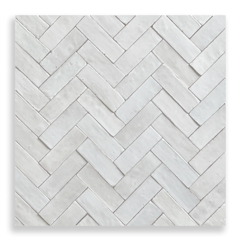 Medina Moroccan Bejmat Subway Tile in Lily White – tile and laying detail