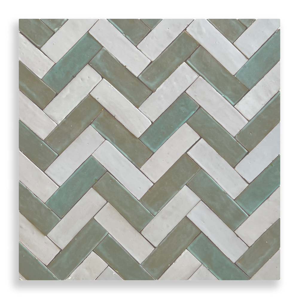 Medina Moroccan Bejmat Subway Tile in Sage Green – tile and laying detail