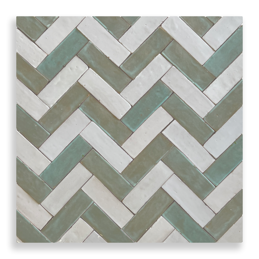 Medina Moroccan Bejmat Subway Tile in Sage Green – tile and laying detail