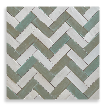 Medina Moroccan Bejmat Subway Tile in Sage Green – tile and laying detail