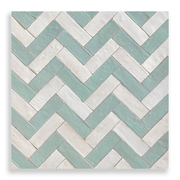 Medina Moroccan Bejmat Subway Tile in Aquamarine Green – tile and laying detail