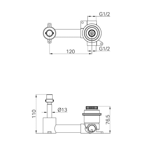 SERENITY PROGRESSIVE WALL BASIN MIXER BODY ONLY (24C022)