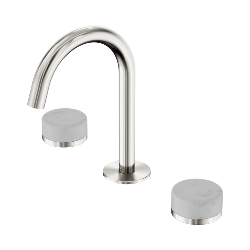 SERENITY BASIN SET ARC SPOUT WITH CARRARA HANDLE BRUSHED NICKEL