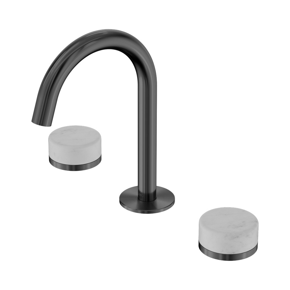 SERENITY BASIN SET ARC SPOUT WITH CARRARA HANDLE GUN METAL