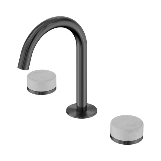 SERENITY BASIN SET ARC SPOUT WITH CARRARA HANDLE GUN METAL