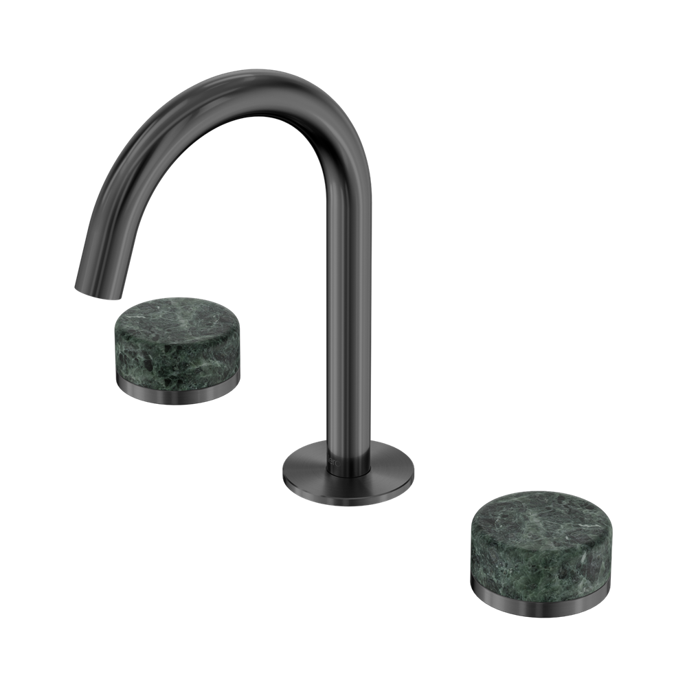 SERENITY BASIN SET ARC SPOUT WITH VERDE ALPI HANDLE GUN METAL