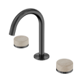 SERENITY BASIN SET ARC SPOUT WITH ROME TRAVERTINE HANDLE GUN METAL