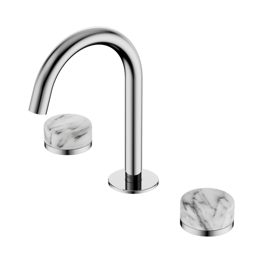 SERENITY BASIN SET ARC SPOUT WITH ARABESCATO CORCHIA HANDLE CHROME