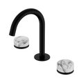 SERENITY BASIN SET ARC SPOUT WITH ARABESCATO CORCHIA HANDLE MATTE BLACK