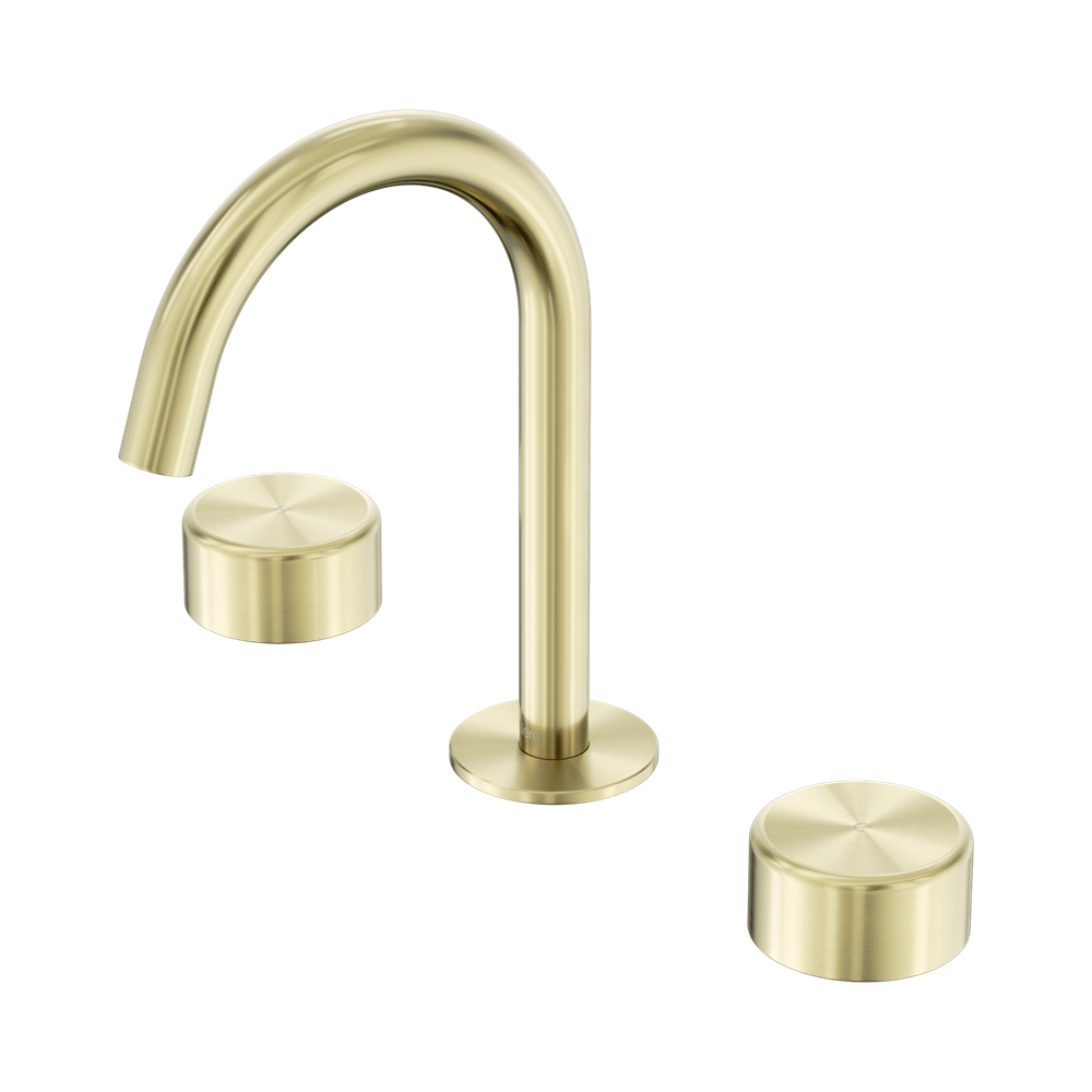 SERENITY BASIN SET ARC SPOUT WITH METAL HANDLE BRUSHED GOLD