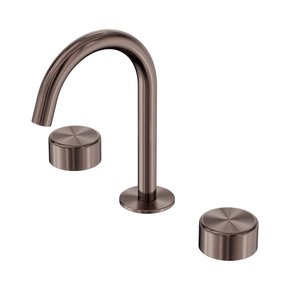 SERENITY BASIN SET ARC SPOUT WITH METAL HANDLE BRUSHED BRONZE