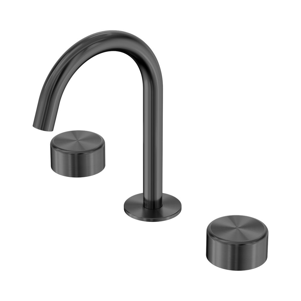 SERENITY BASIN SET ARC SPOUT WITH METAL HANDLE GUN METAL